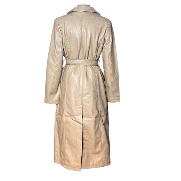 7 For All Mankind Vegan Faux Leather Trench Belted Coat NWT S - Picture 6 of 16